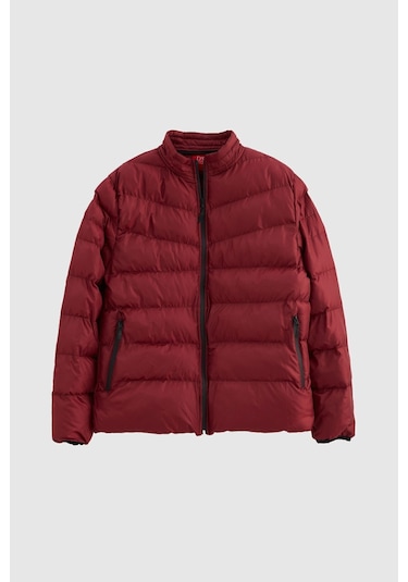 Ds Damat Slim Fit Bordo Rüzgar Geçirmez Elyaf Dolgulu Mont 1HF07ORT01940 Bordo