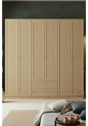 Baru 6 Kapaklı 2 Çekmeceli Gardırop Kahverengi