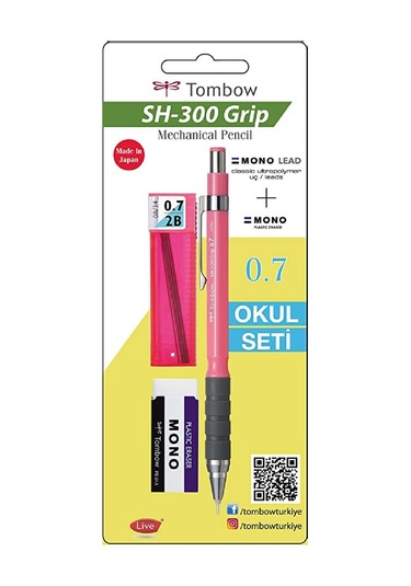 Tombow SH-300 Grip Mekanik Kurşun Kalem Okul Seti 0.7 Pembe