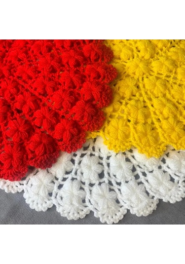 Uretti - Yıldız 7202 - El Örgüsü Sarı + Kırmızı + Beyaz 3'lü Lif Seti