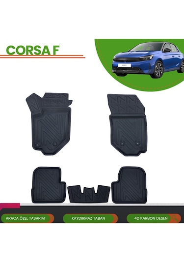 Opel Corsa F 2019+ Araca Özel 4d Havuzlu Paspas Takımı Karbon