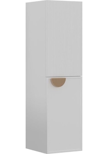 Orka Molino 40 Cm Beyaz Banyo Çamaşır Boy Dolabı Teak
