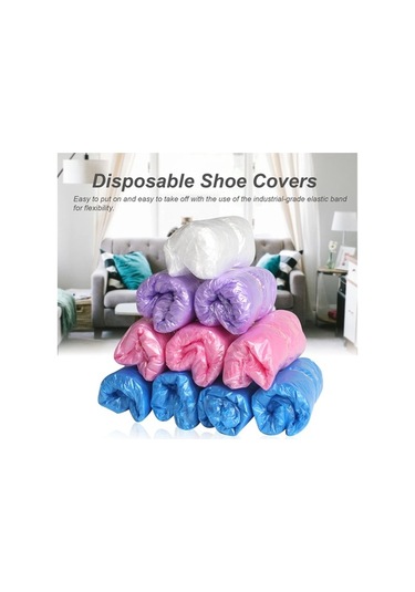 Ulzyvf 100 Adet 50 Çift Su Geçirmez Ayakkabı Kılıfı - İnşaat, Ofis, Ev İçin Hijyenik Koruma Mavi Mavi