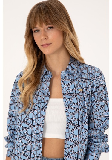 U.s. Polo Assn. Kadın Açık Mavi Gömlek Desenli 50316376-vr003 Acık Mavı