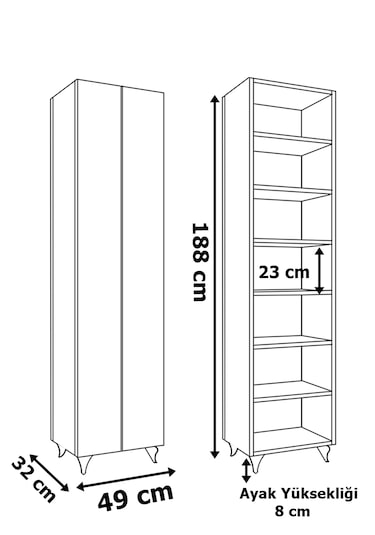 Ae-3085 Selen Antrasit Ayakkabılık, 7 Raflı, Ayaklı, 2 Kapaklı Antrasit