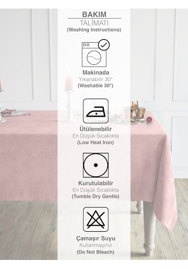 Daily Series Kadife Dokulu Buğulu Gül Rengi Masa Örtüsü Buğulu Gül