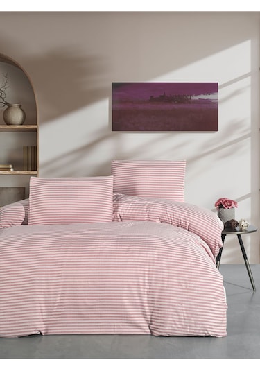 Lastikli Çarşaflı Tek Kişilik Nevresim Takımı Saten Gül Kurusu Gül Kurusu