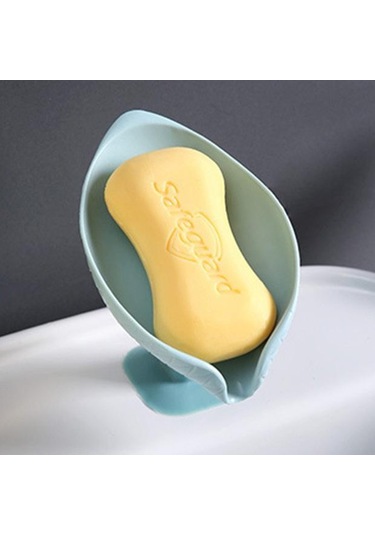 Yaprak Şekli Sabun Kutusu Drenaj Sabunluk Banyo Aksesuarları Vantuz Sabunluk Tepsi Sabunluk Banyo Sabunu Konteyner Yeşil