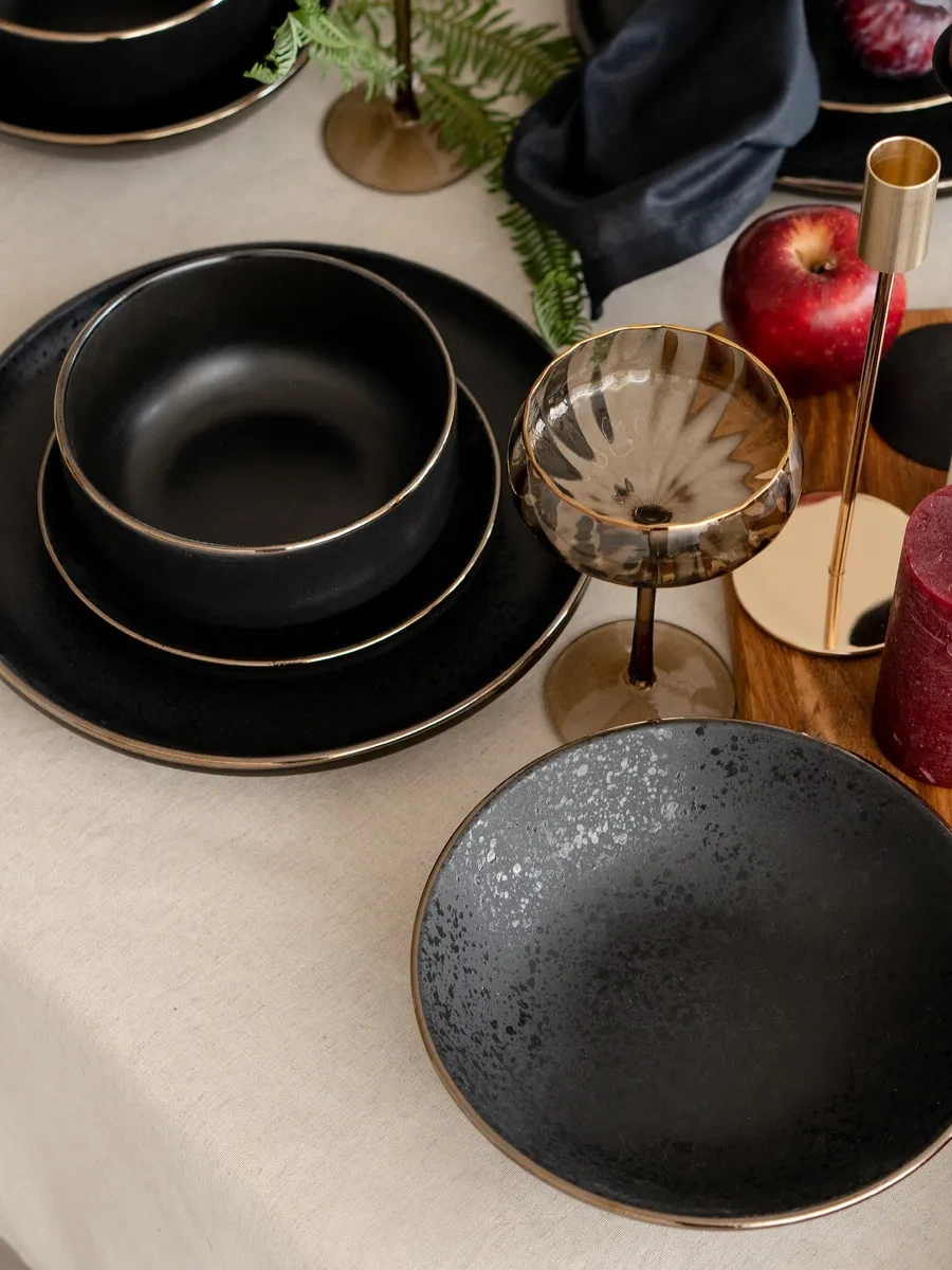 Korall Çorba Tabakları Seti 2 Adet 800 Ml Elite Black 32446488 Siyah