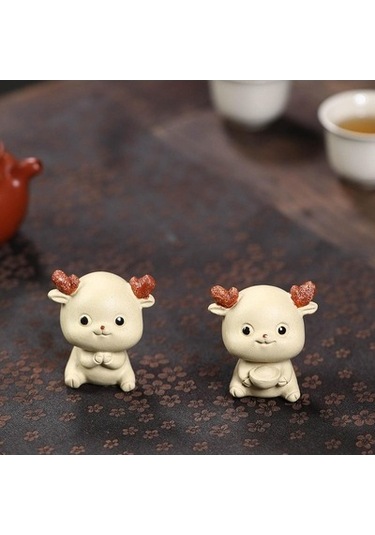 Lijinxu Mini Geyik Heykeli Çay Severler Hediye El 4.8x3.7x5.3cm