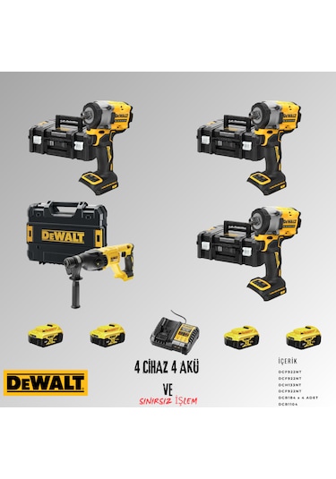 Dewalt DCF922NT + DCF922NT + DCH133NT + DCF922NTt 4 Adet 5 Amper Akü + Şarj Aleti Set