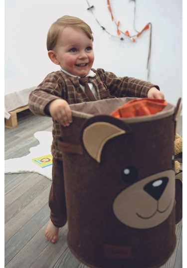 Mordesign Saklama Kutusu, Çamaşır/oyuncak Düzenleyici, Kirli Sepeti, Morbear Serisi, Büyük Boy, Kapiçino 40 X 30 Kahverengi