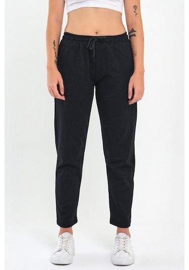 MMetalic Kadın Lacivert Klasik Cepli Eşofman Altı Antrasit