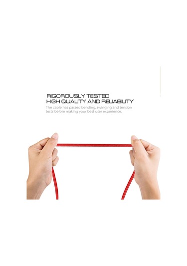 1m 2a Çıkış Usb To Usb-c / Type-c Nylon Kumaş Stili Veri Sinc. Şarj Kablosu Kırmızı