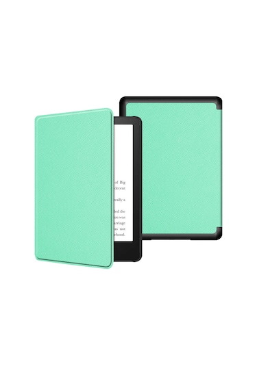 Skycity Kindle Paperwhite Kılıfı 6 İnç 2021 11. Nesil /2018 10. Nesil K5 - Kuru Nane Yeşili - Çapraz Desenli - Dayanıklı Ve Kompakt Çok Renkli