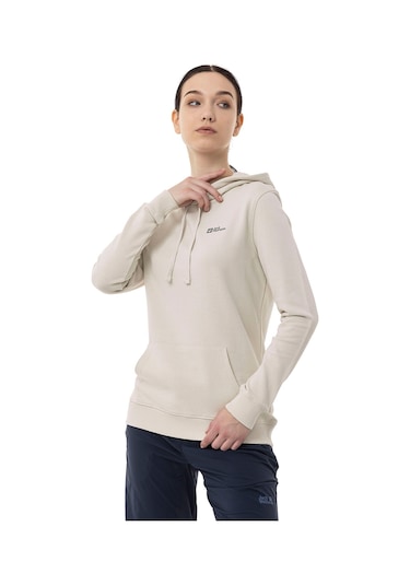 Jack Wolfskin Jack Wolfskın Kadın Sweatshırt Alice Hoody Krem Kapüşonlu Krem Krem
