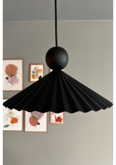 Avilla Metal Avize Tekli Siyah Tek Boncuk Kafa Rustik Cafe Mutfak Modern Sarkıt Aydınlatma Siyah