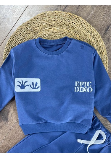 Dino Baskılı Relaxed Eşofman Takımı Lacivert