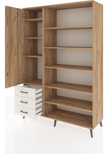 Hyperion Dolap 9 Raflı 3 Çekmeceli 3 Kapaklı 132x44x195 Çam-ç... Çam