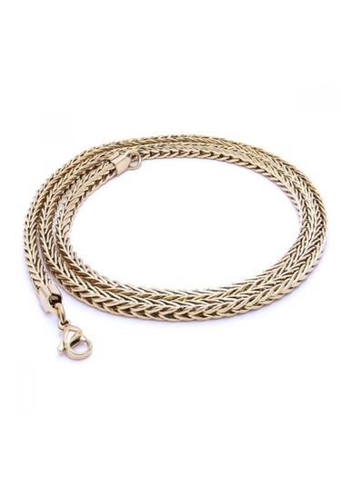 Erkek Köşeli Kral Bakla Örgülü Çelik Kolye 4mm 9190 Altın