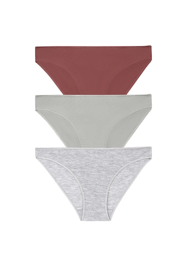 Suwen 3lü Paket Slip Külot St00406011280 Gri - Vizon