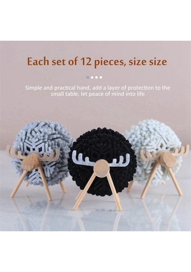 Koyun Şeklinde İçecek Altlıkları Bardak Altlıkları Yalıtımlı Yuvarlak Keçe Gri Gri