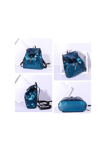 Kadın Sırt Çantası Kız Öğrenci Okul Çantası Holografik Lazer Geometri Seyahat Çantası Tasarımcı Kadın Sırt Çantası Black Siyah