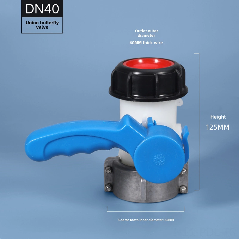 Padalink 1000l Kapasiteli Dayanıklı Ibc Plastik Tank Aksesuarı - Asit/alkali Dayanıklı Dn40 Kelebek Valfi 62mm Canlı Bağlantı Mx