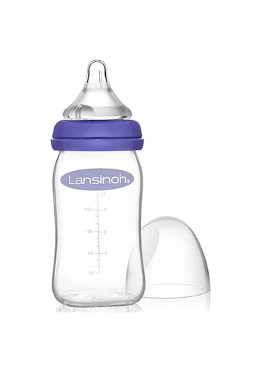 Lansinoh Cam Biberon 160 ML + Naturalwave Biberon Emziği Yavaş Akış