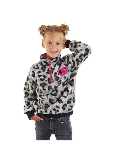 Denokids Mshb&g Leoparlı Kız Çocuk Peluş Sweatshirt Mint