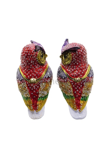 Swarovski Taşlı Bakışan Büyük Baykuş 2'li - Gizli Hazneli Masaüst