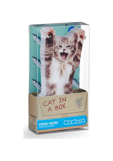 Mustard Cat İn A Box Yapışkanlı Not Kağıdı