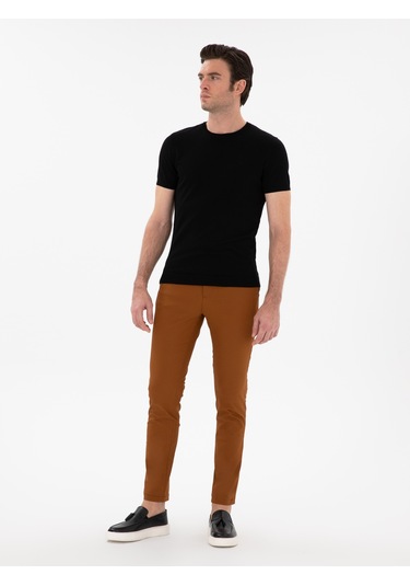Cacharel Açık Kahverengi Slim Fit Pamuk Karışımlı Kanvas Pantolon