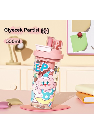 Çay Ve Suyu Ayırmak İçin Büyük Kapasiteli Plastik Su Bardağı Pembe