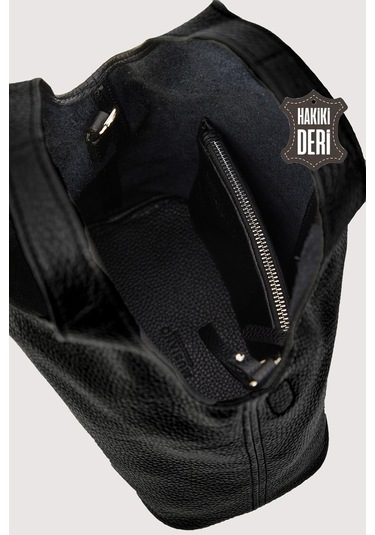 Hakiki Deri Kadın El Çantası Siyah Smr9200-2 Siyah