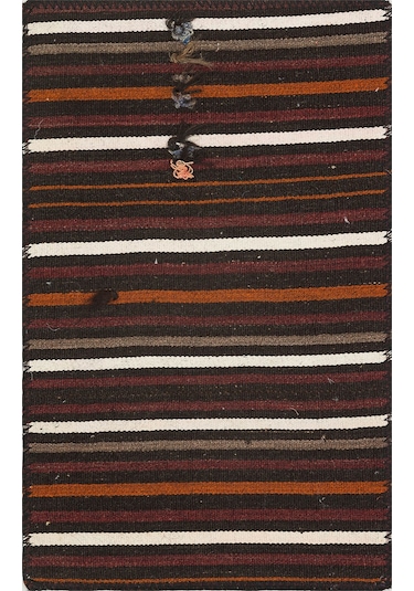 Gerçek El Dokuma Çok Renkli Çizgili Kilim Paspas