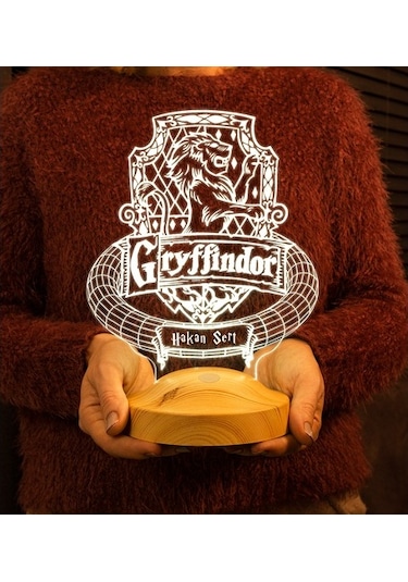 3D Lamba Harry Potter Hogwarts Gryffindor Kişiye Özel Led Lamba