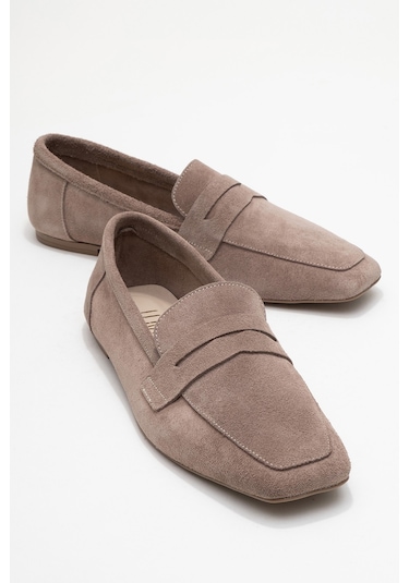 Luvishoes Luvi Shoes Morne Vizon Süet Hakiki Deri Kadın Loafer Ayakkabı Vizon