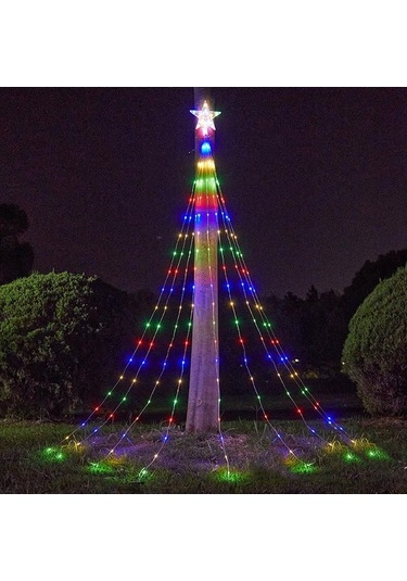 Novahub Yeşil Usb 5 Köşeli Yıldız Lamba Dize 2m/3m Şelale Lamba Avlu Açık Kamp Bahçe Asılı Ağaç Lambası Noel Led Lamba Uzaktan Kumanda Yeşil