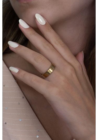 Takı Dükkanı 6 MM Mat Sarı Düz Çelik Alyans Yüzük Cl38