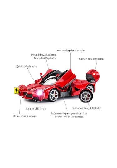 Ferrari Laferrari Uzaktan Kumandalı Işıklı Araba Orijinal Lisanslı Ürün Kırmızı