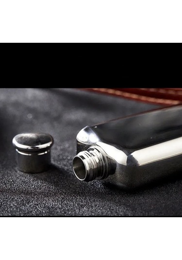 Lemestar 90ml Paslanmaz Çelik Şık Gümüş Renkli Seyahat İçin Pratik İçki Şişesi Gümüş