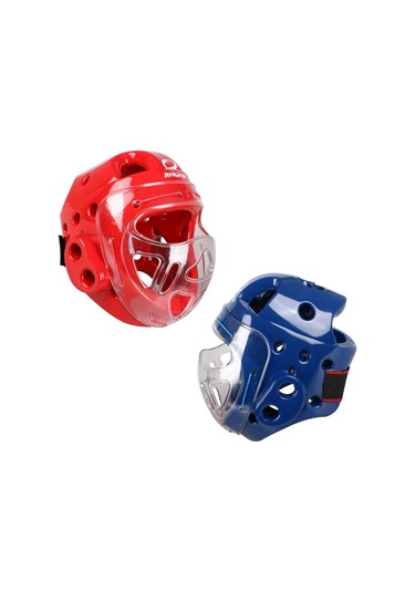 Tam Yüz Baş Koruma Karate Kask Tekvando Şapka Mma Kick Boks Kafa Kırmızı