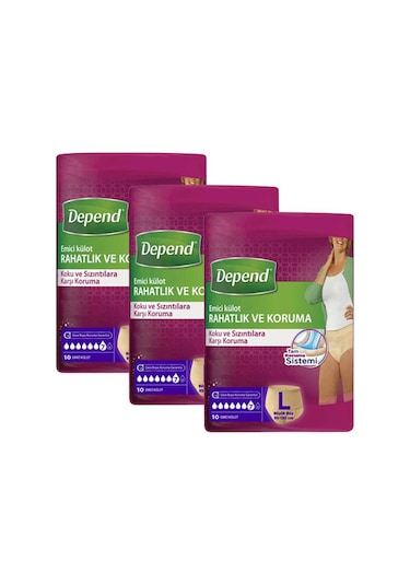Depend Emici Külot Kadın Hasta Bezi L 3 x 10'lu
