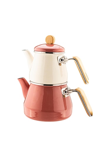 Lumino - Bambu Kulplu Çaydanlık Takımı Pembe Pembe