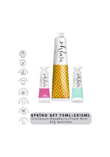 Ohlala Cinnamon 75 Ml + Fresh Mint 15 Ml + Raspberry Mint 15 Ml Spring Set Diş Macunu