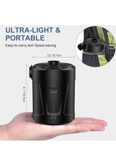 Fortunelane Taşınabilir Kablosuz Hava Pompa - Çadır, Hava Yatağı, Yüzme Halka İçin Şişirme Siyah