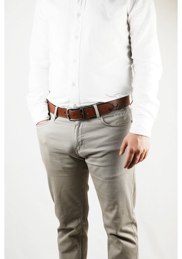 Hakiki Deri Çift Taraflı Erkek Kemer 4 Cm Taba - Siyah Taba