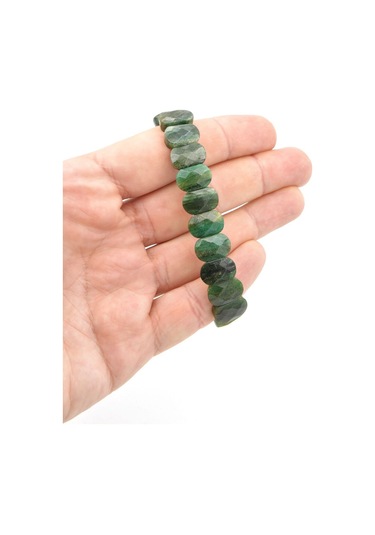 Murty99 Oval Kesim Hakiki Mikaşist Taşı Bileklik Yeşil