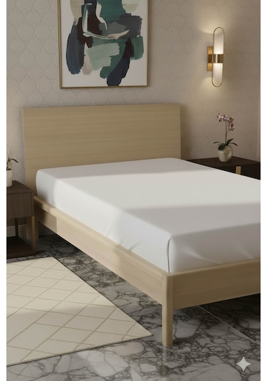 %100 Pamuk Ranforce Premium Tek Kişilik Çarşaf - Beyaz Beyaz